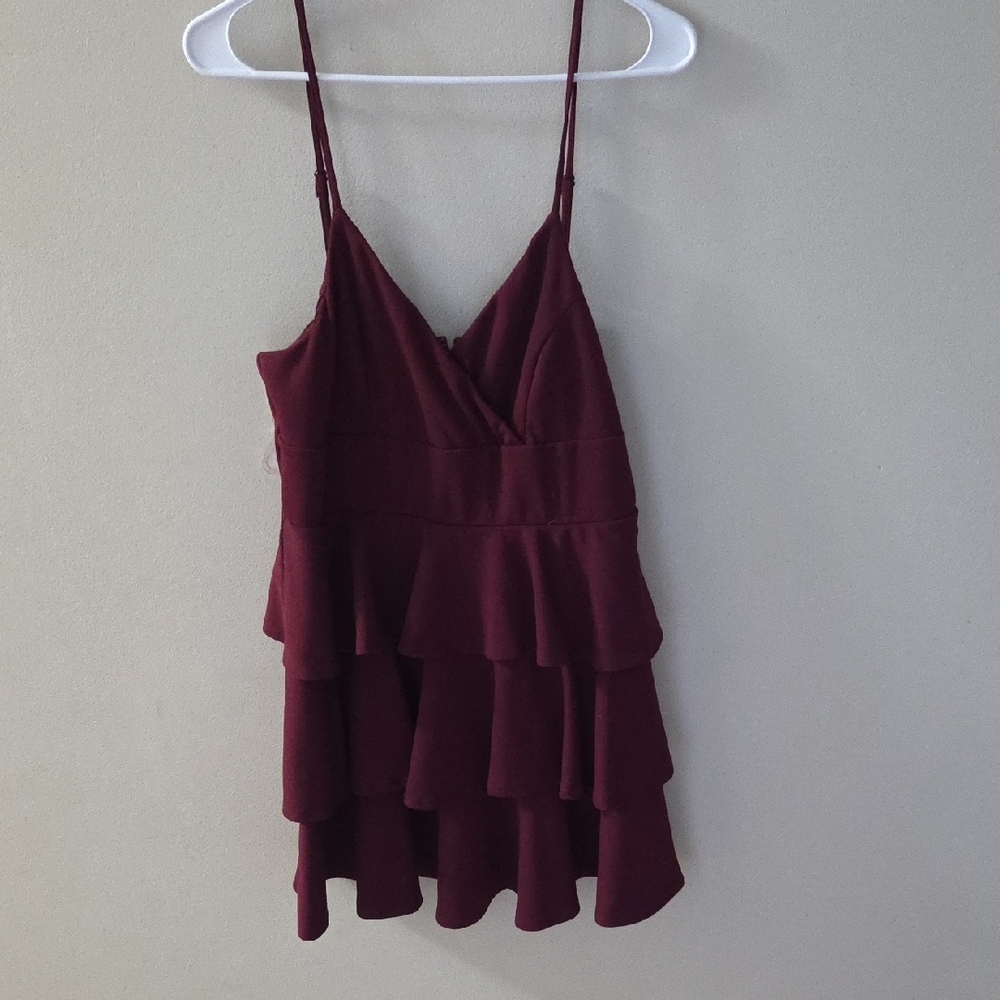 Trixxi Burgundy Layered Dress